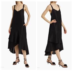 Kobi Halperin Midi Dress Aubrey Linen Blend High Low